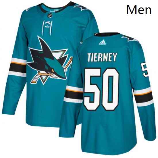 Mens Adidas San Jose Sharks 50 Chris Tierney Premier Teal Green Home NHL Jersey